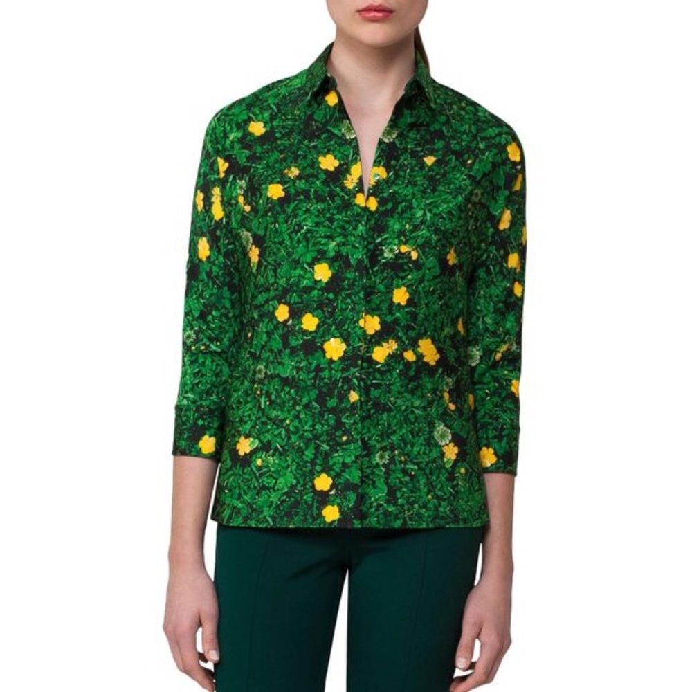 Akris buttercup print silk top